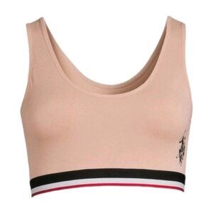 U.S. Polo Assn. Logo Seamless Comfort Bralette Scoop Neck Size Large NWT Beige